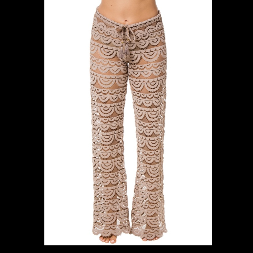 Black Sheer Crochet Lace Stretch Cover Up Pants S - Picture 6 of 6